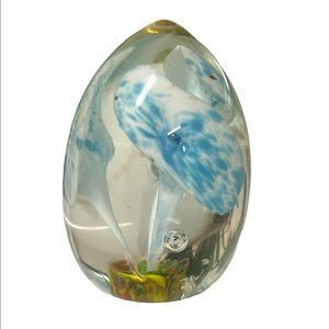 Hand blown mushroom glass paperweight